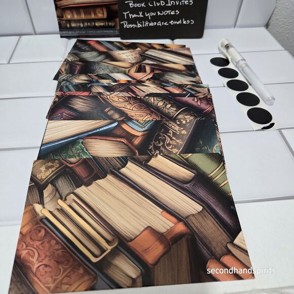 Handmade Library Book ENVELOPES W Flat Cards Approx 4" X 6"  W Seals Gel Pen Inc - Picture 4 of 10